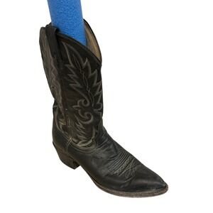 Dan Post Men Cowboy Boots 9.5D Black Leather Contrast Stitch Westerncore Ranch
